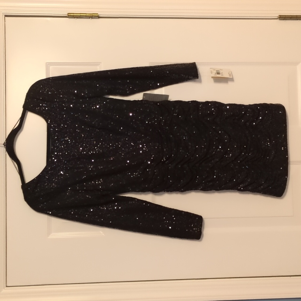 Aiden Black Sequin Long Sleeve Dress